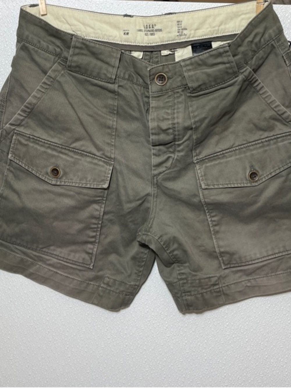 5/$25 H&M Men's Olive Green Cargo Shorts with Button Flap Pockets